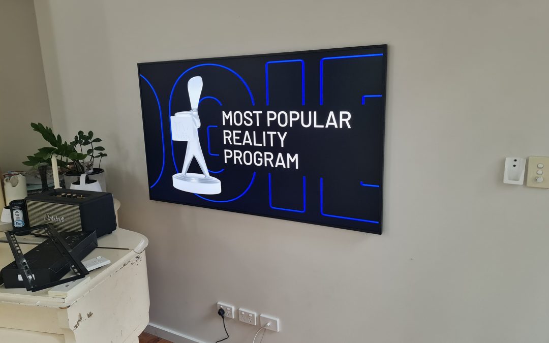 Samsung 65″ 4K The Frame TV, mounted onto Gyprock wall with concealed One-Connect Cable