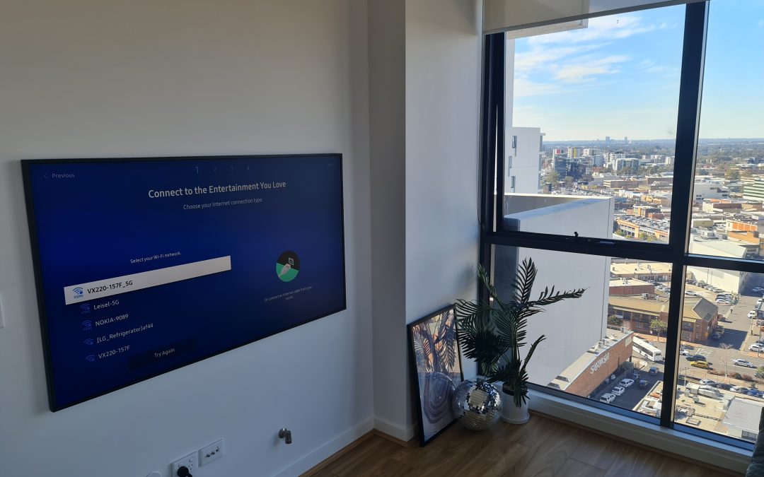 Samsung 65″ The Frame TV, mounted onto Gyprock Wall